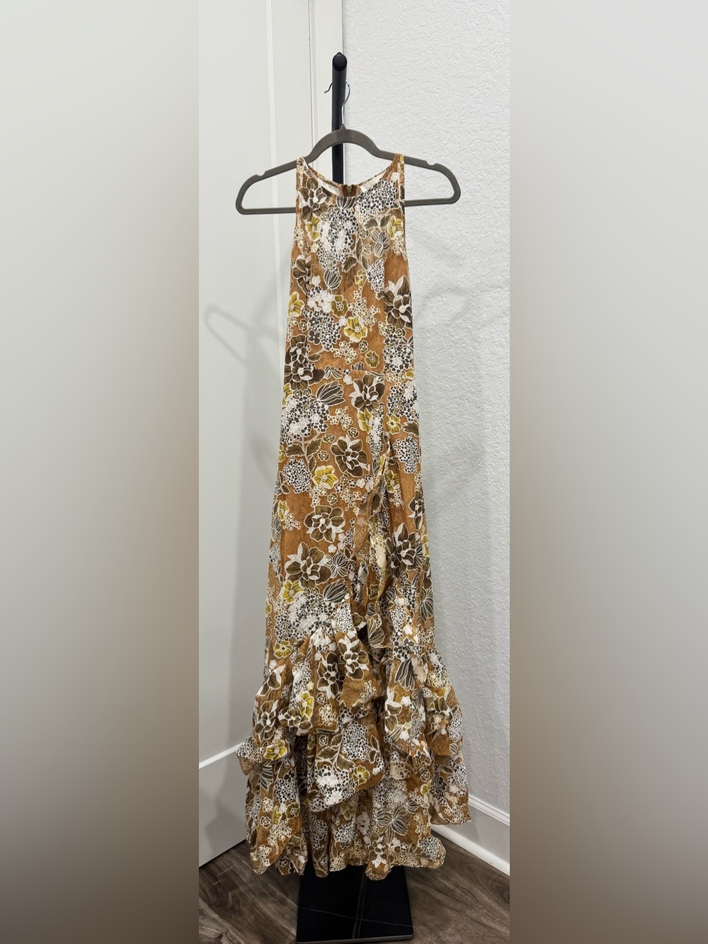 Bronx & Banco Floral Lace Asymmetrical Ruffle Maxi Dress XS - Picture 5 of 13